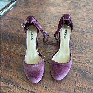 JustFab Women's Plum Velvet Block Heels